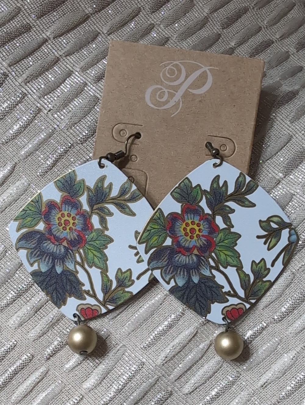 Plunder Floral Drop Earrings With Gold Accents NEW!
